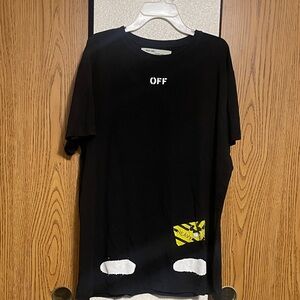 Copy- Off-White Black Tee with Yellow Accents 22